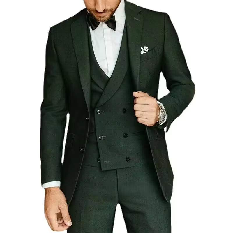 Men's slim fit black tailcoat suit three-piece set with vest and pants for weddings