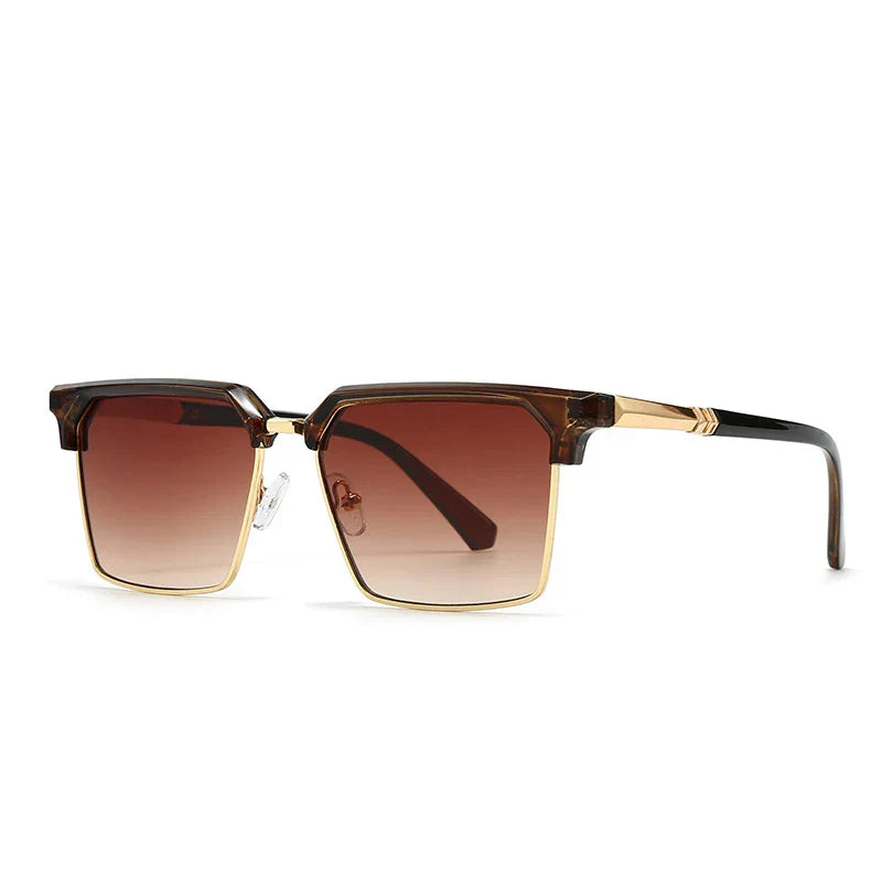 Unisex square frame retro gradient sunglasses UV400 bold vintage street-style tinted lenses