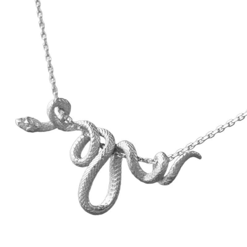 Gold-tone viper knot chain necklace adjustable serpent design unisex statement jewelry