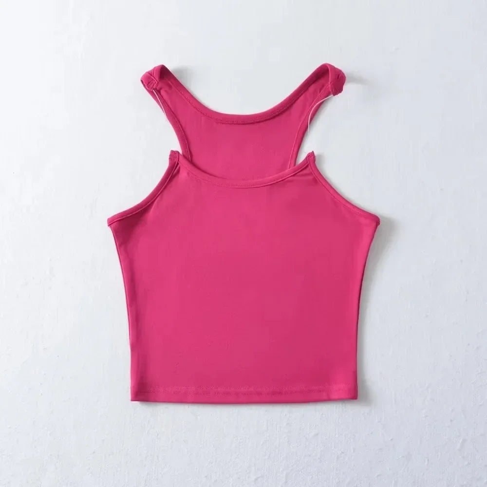 Women's nude invisible tank top slim fit with hidden shoulder straps, soft breathable layering essential
