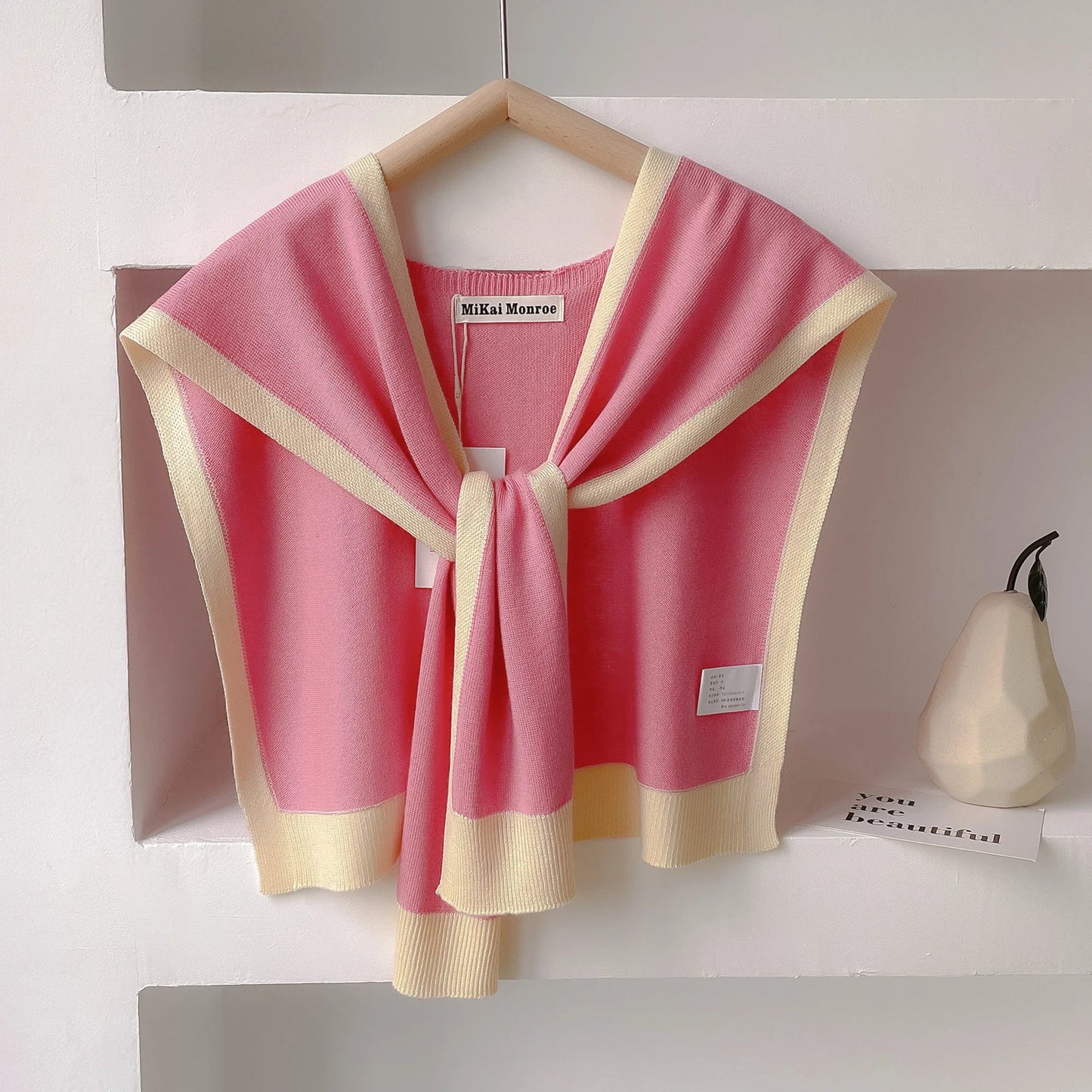 Women's striped knit shoulder shawl lightweight versatile spring layer with multi-wear drape design