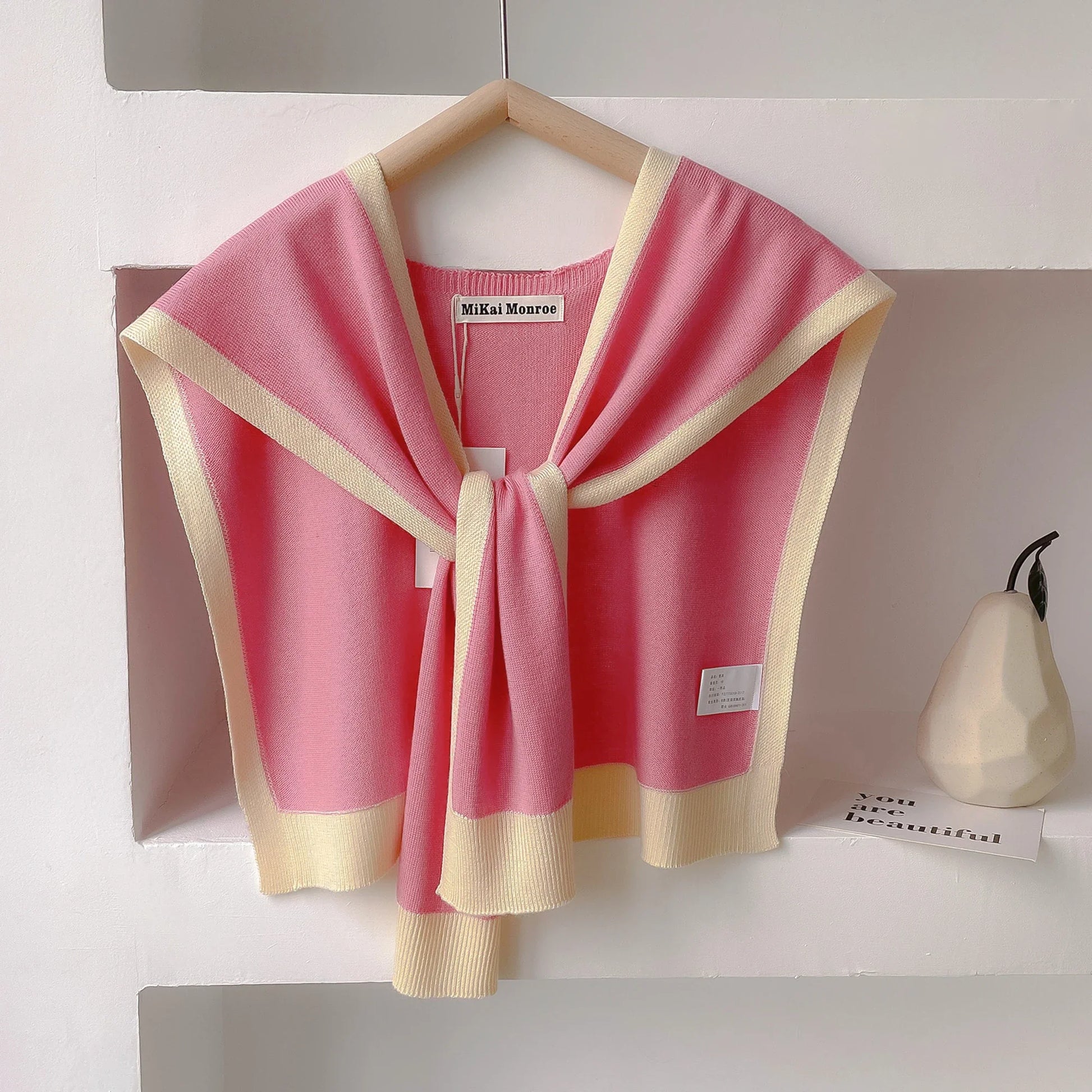 Women's striped knit shoulder shawl lightweight versatile spring layer with multi-wear drape design