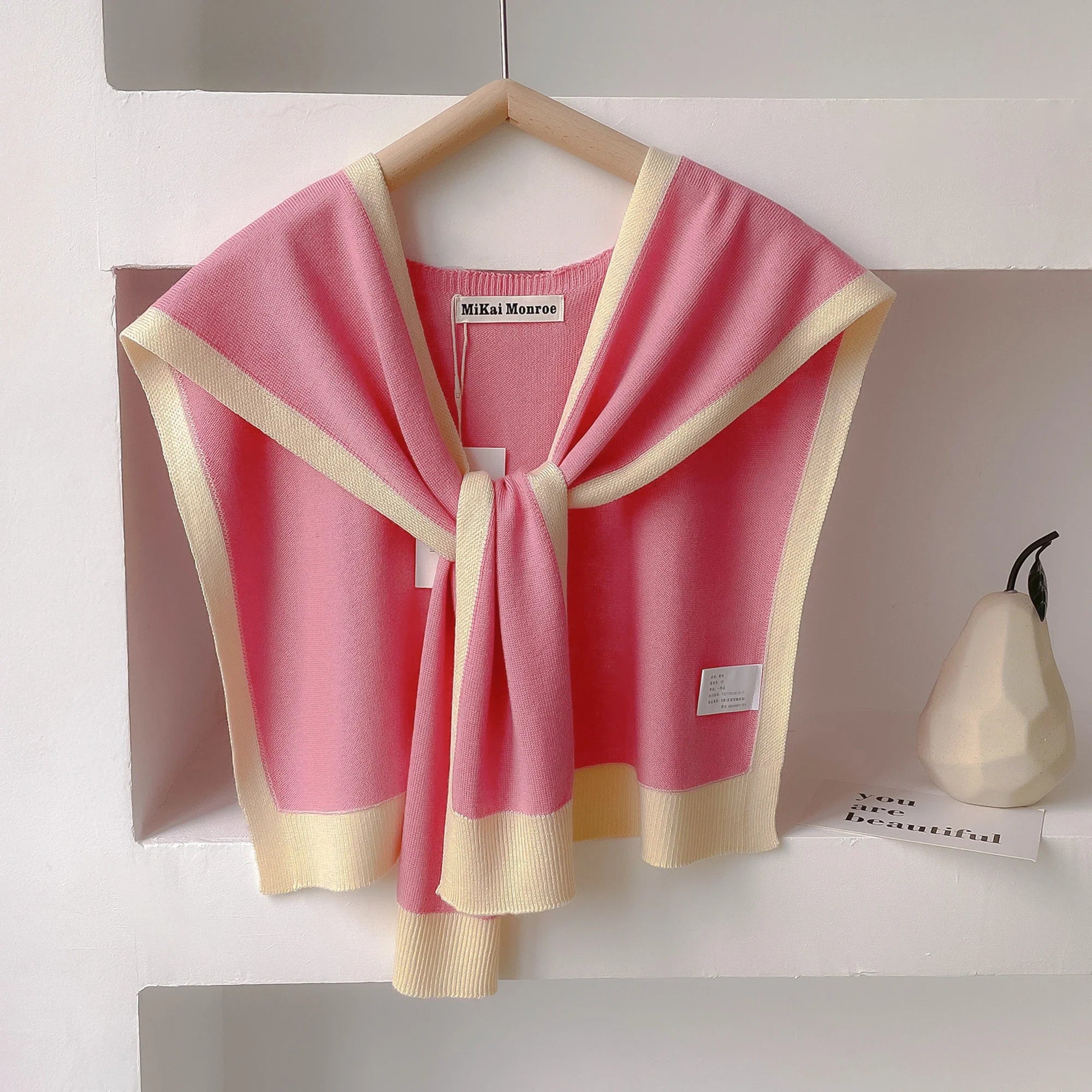 Women's striped knit shoulder shawl lightweight versatile spring layer with multi-wear drape design