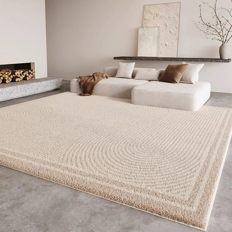 Cream fluffy large area rug thick plush pile soft cloud-like texture for living rooms and bedrooms