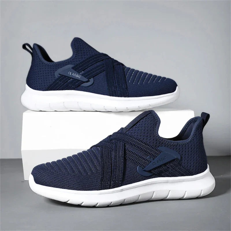 Navero slip-on sneakers light gray breathable precision-knit mesh upper featherweight daily walking shoes