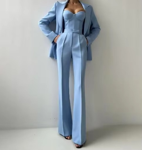 Women's 3-piece autumn suit set blazer corset pants camisole professional tailored workwear
