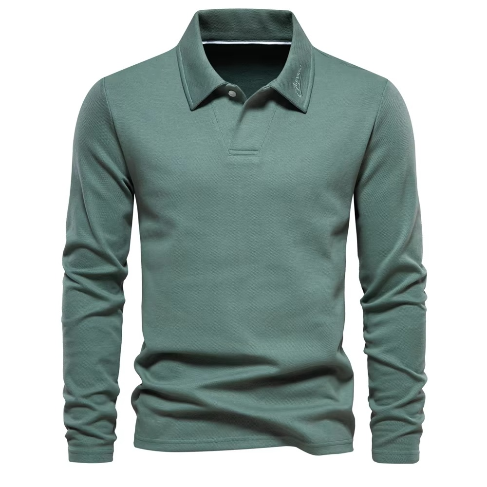 Men's embroidered polo shirt turn-down collar polished casual golf style slim fit