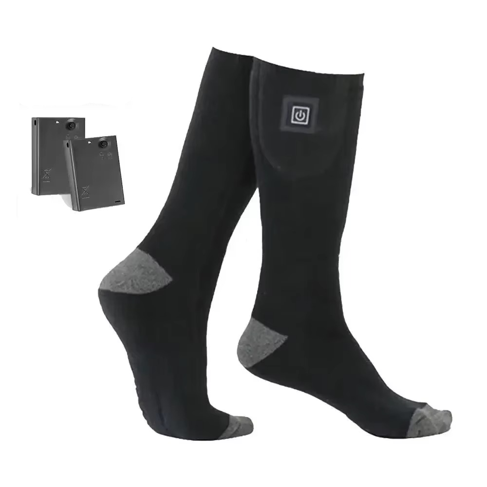 TrendAura rechargeable heated winter socks gray unisex outdoor sport with built-in battery toe warmth