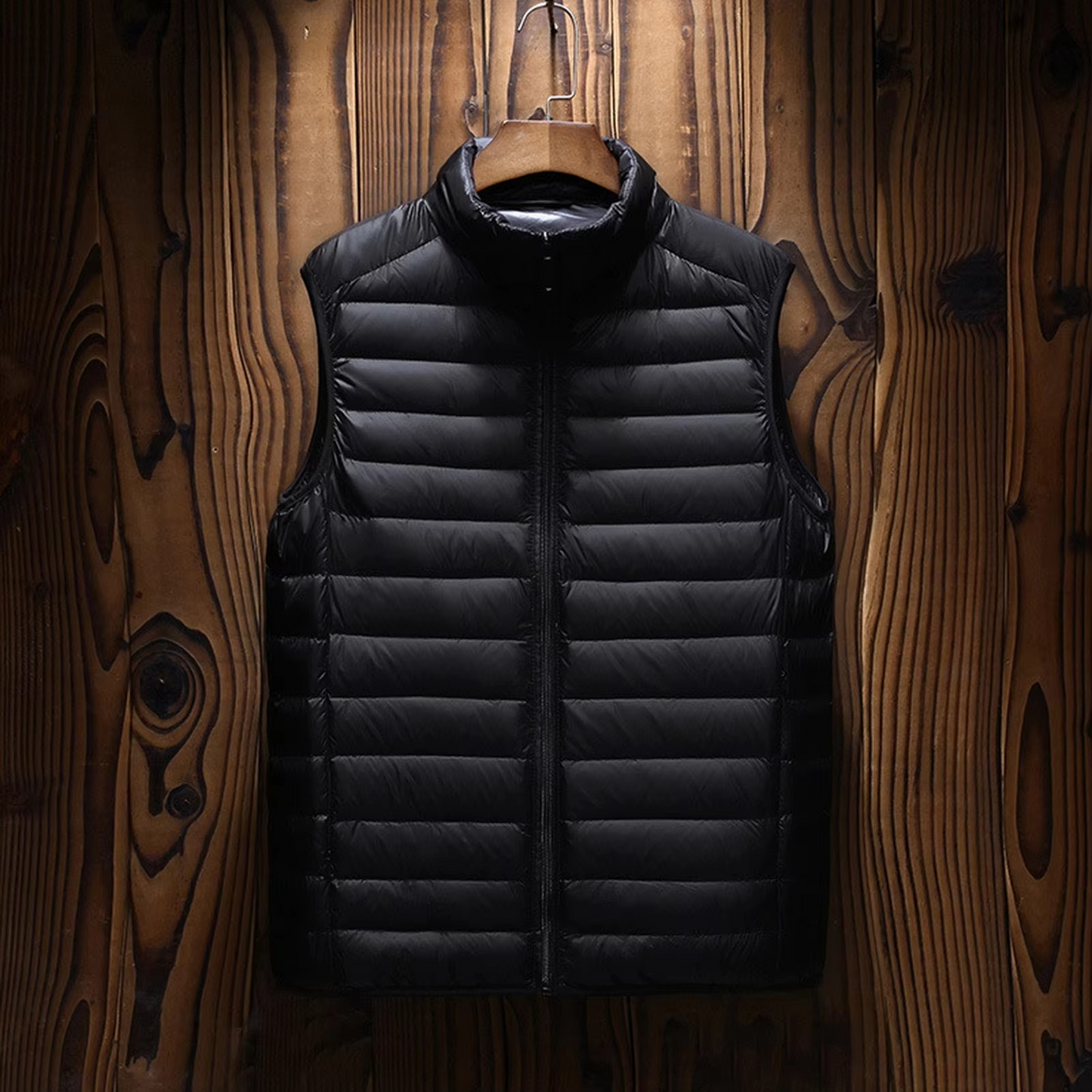 Men's lightweight padded V-neck vest with pockets, sleeveless waistcoat for casual office wear