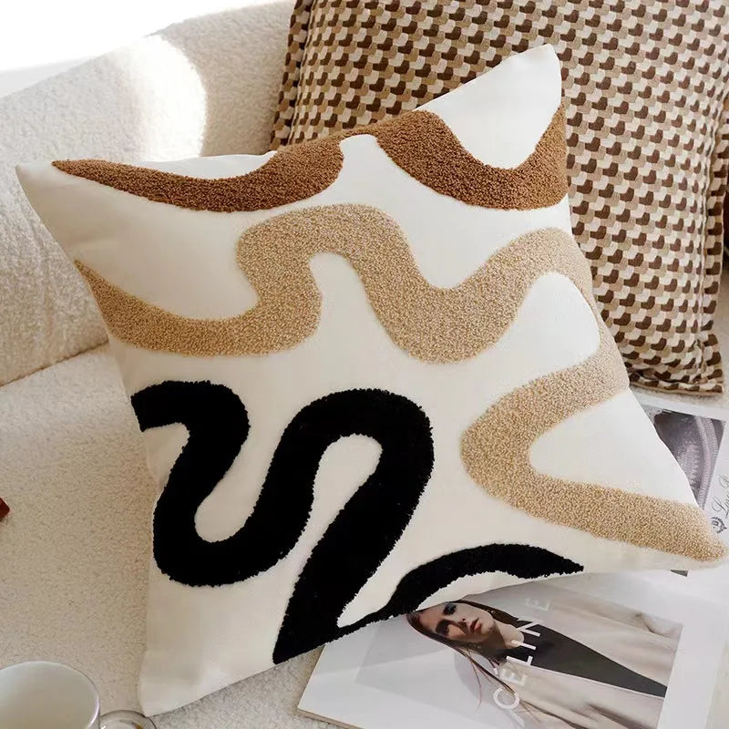 Bohemian Nordic fusion pillow covers two-pack, minimalist artful design for living room decor