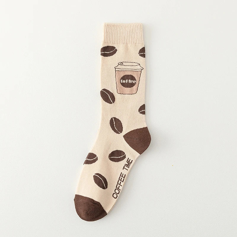 Coffee lover crew socks cozy cotton knit playful coffee cup motif for caffeine enthusiasts