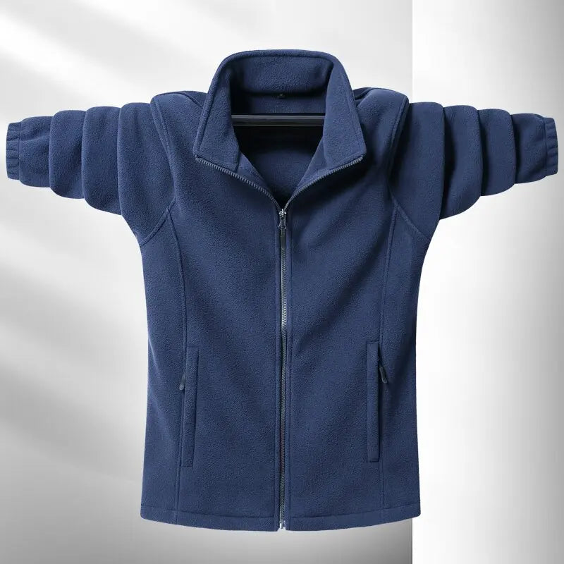 Men's gray street-ready fleece jacket tailored fit with full-length zipper closure