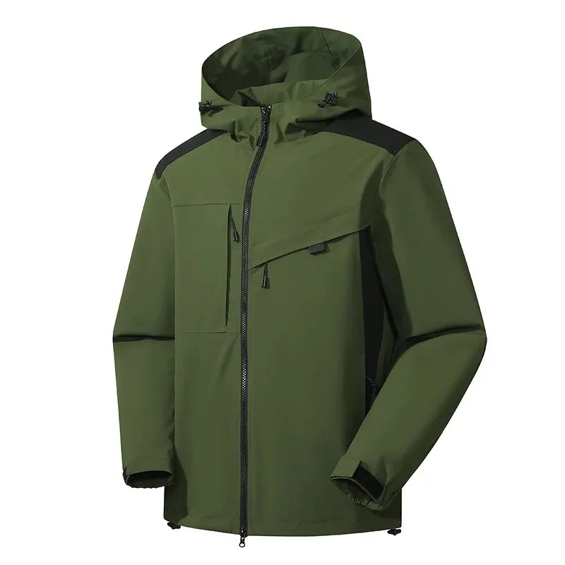 Men's insulated ski jacket with hood, streamlined cut, all-weather performance winter coat for slopes
