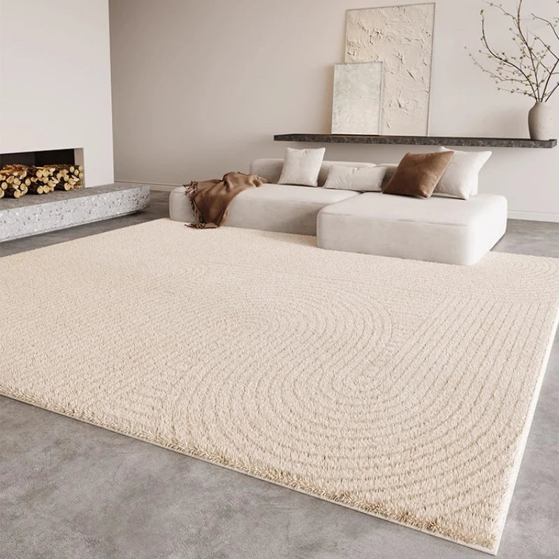 Cream fluffy area rug thick plush pile large size for living room bedroom soft cloud feel