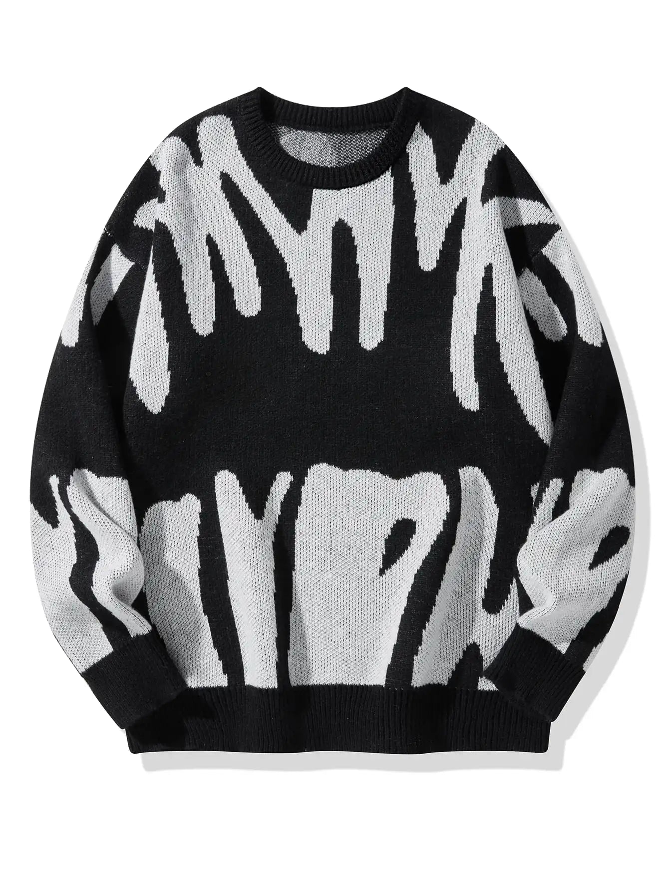 Men's abstract pattern knit winter sweater in modern casual style with soft breathable fabric for layering