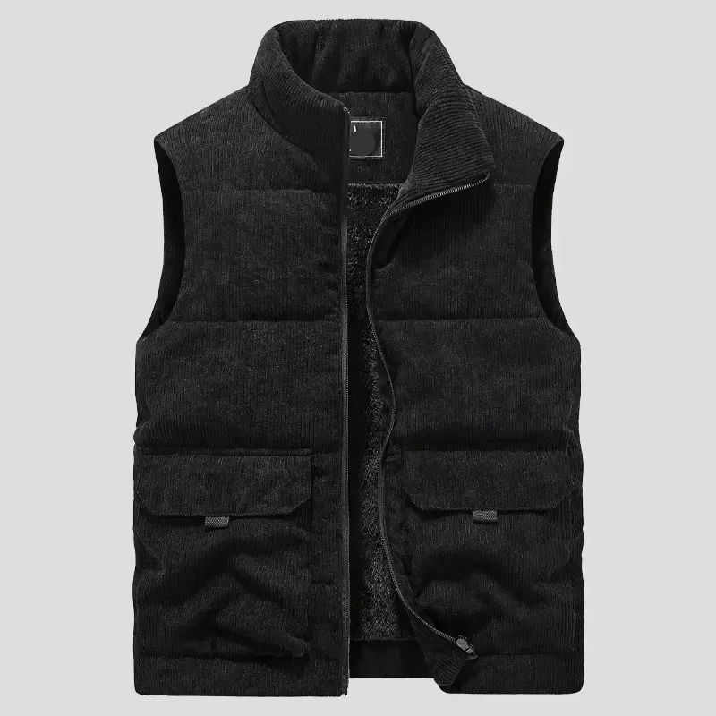 Men's wool blend padded vest sleeveless slim fit warm lightweight layer for plus size