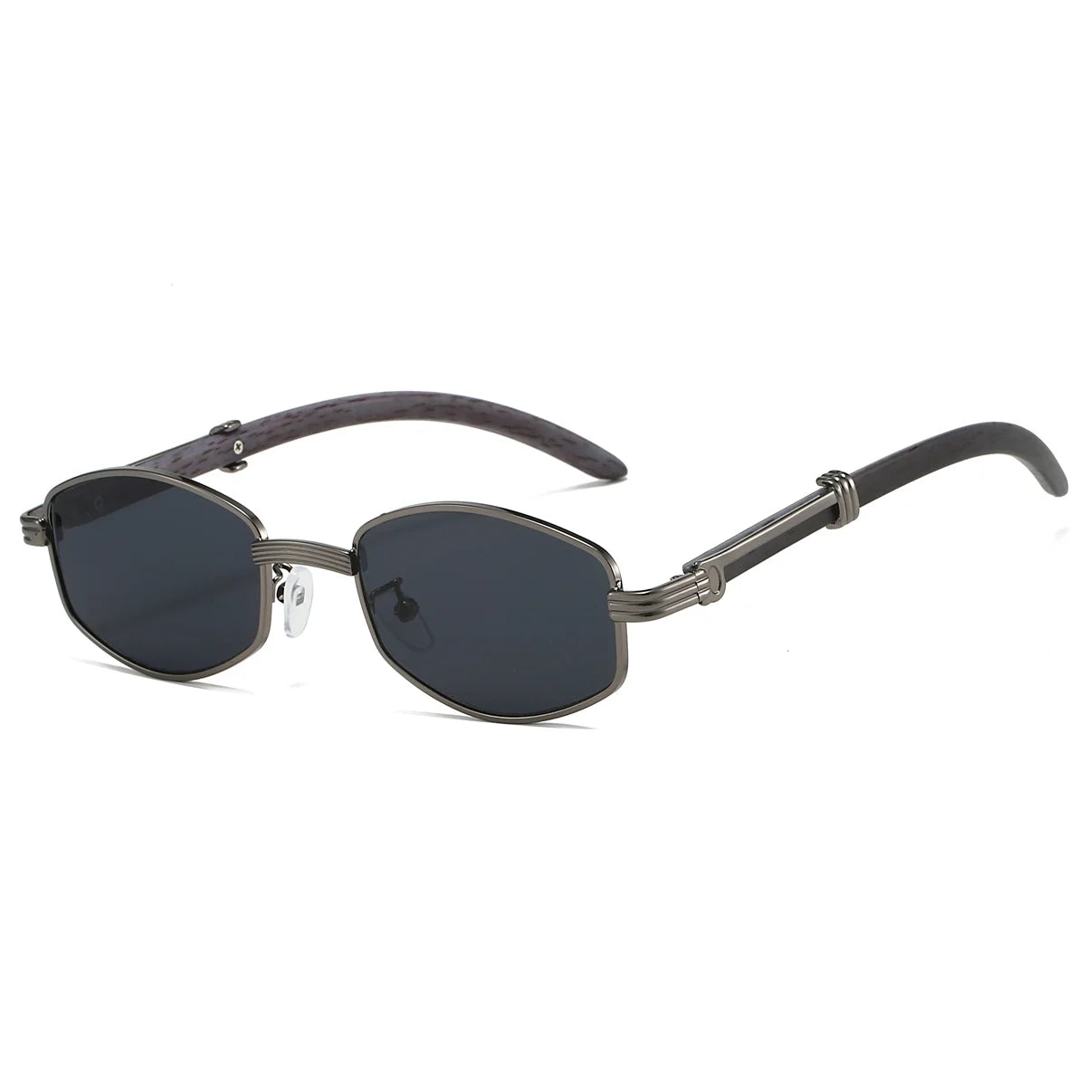 Hexagon frame vintage sunglasses gold ribbed metal blue sky gradient UV400 unisex streetwear eyewear
