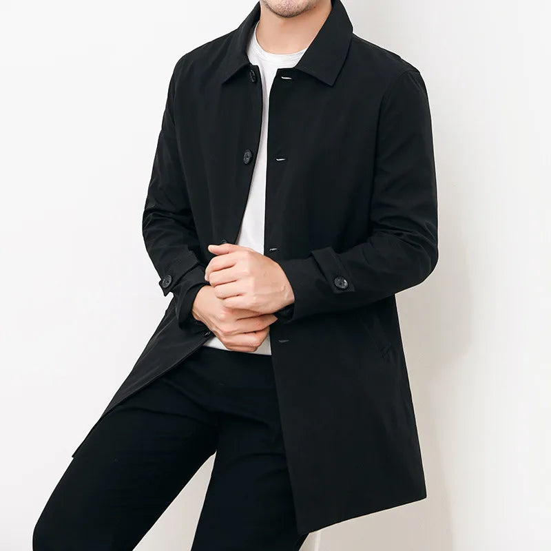Nordic Flair men's water-repellent mid-length windbreaker jacket relaxed fit cotton urban style