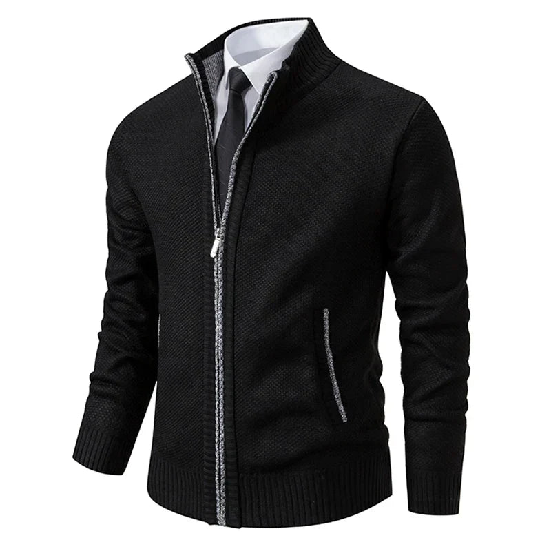Men's slim fit fleece vest stand collar full zip warm layering essential for cold weather