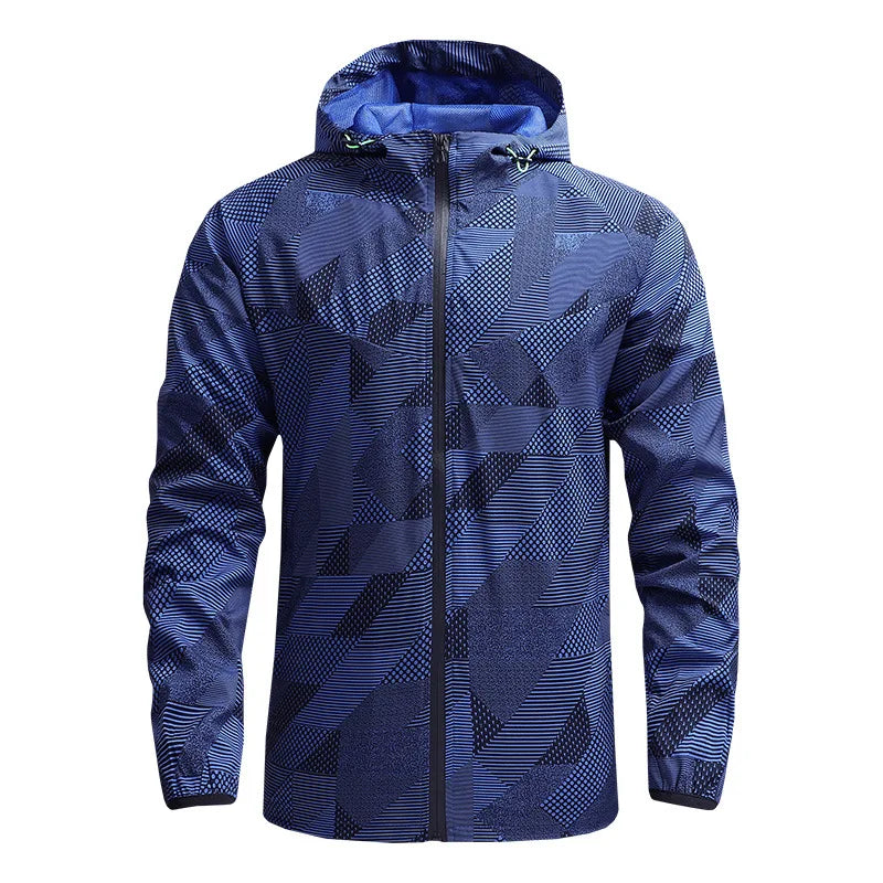 Sleek lightweight windbreaker jacket with weather-resistant exo-shell, modern fit, and adjustable hood