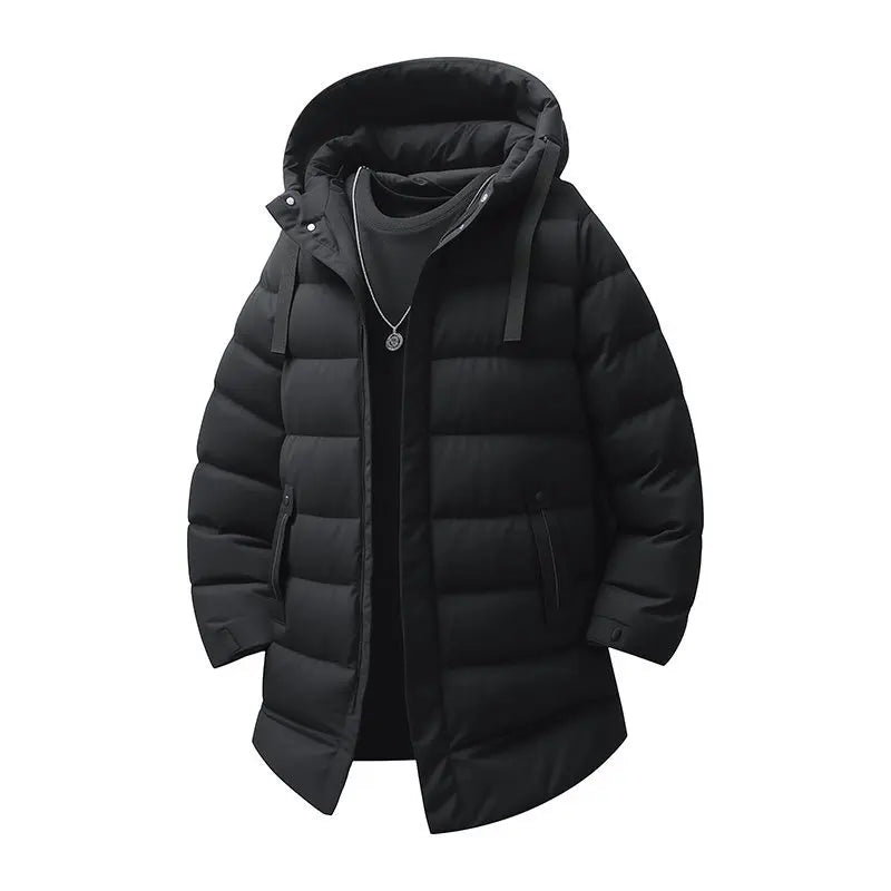 Unisex quilted puffer jacket with hood and full-zip closure for warm insulated everyday outdoor wear
