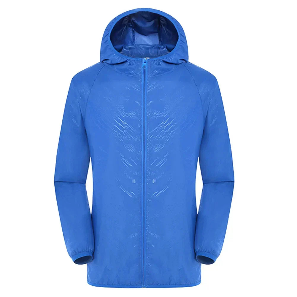 Men's waterproof hooded trench coat in neutral tone, slim modern cut with classic urban style