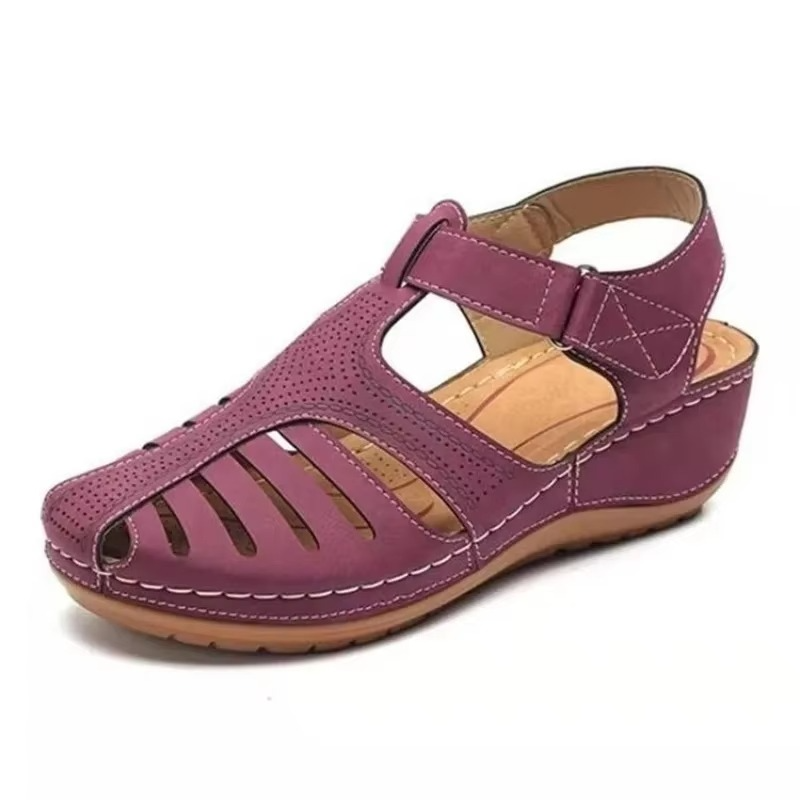 Women's orthopedic casual wedge flat sandals with bunion corrector support and cushioned sole