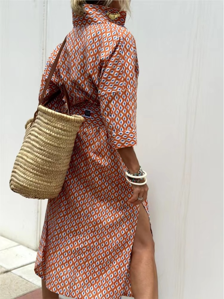 Women's striped long sleeve shirt dress relaxed loose-fit silhouette versatile day-to-night style