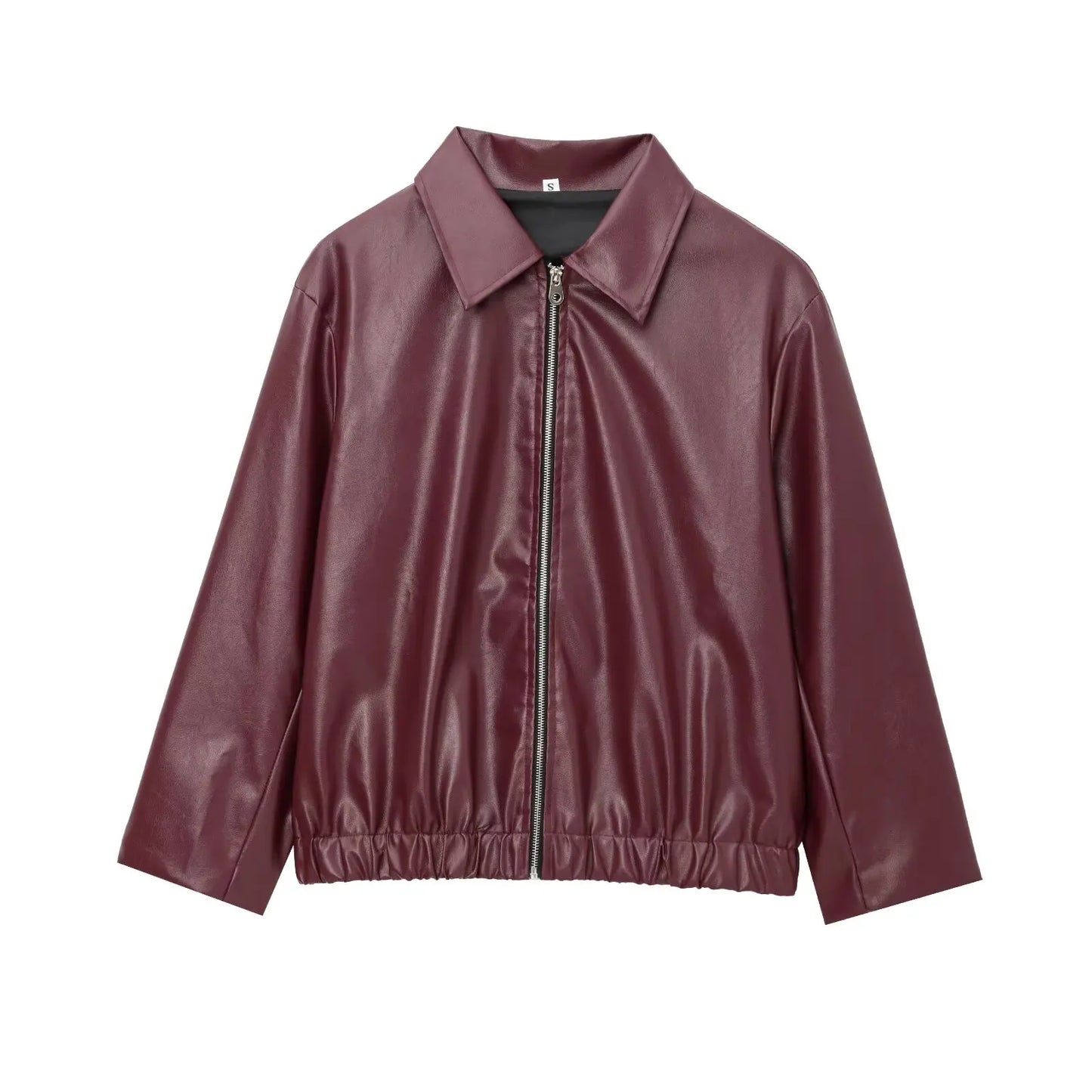 Harper women's black faux leather bomber jacket with sleek silhouette and edgy urban style