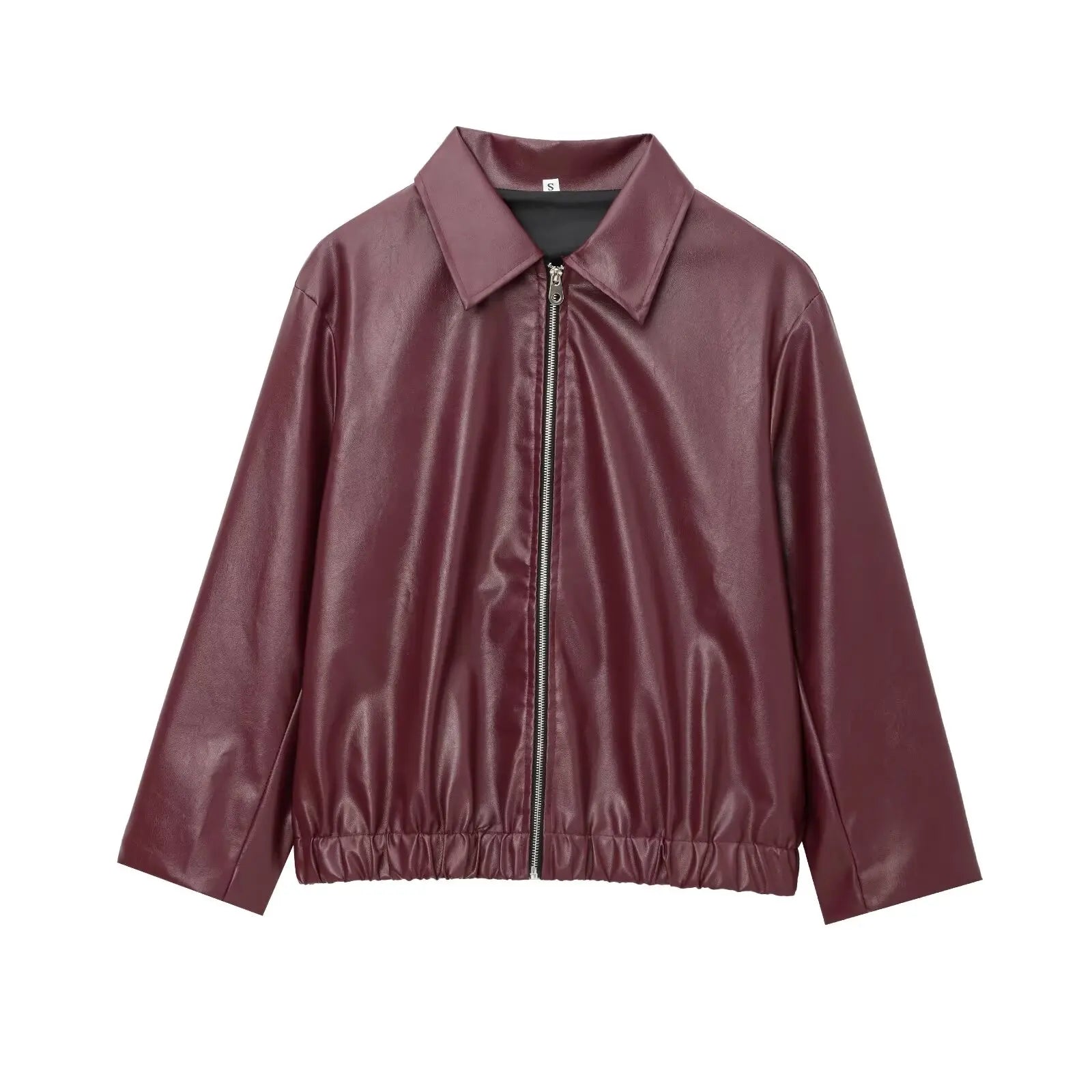 Harper women's black faux leather bomber jacket with sleek silhouette and edgy urban style