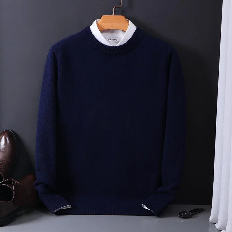 Soft cotton-acrylic blend cashmere-style unisex knit sweater shirt in neutral tone ultra-soft luxury fit