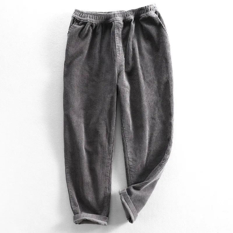 Unisex vintage corduroy pants lightweight soft cotton relaxed fit with stretch waistband everyday comfort