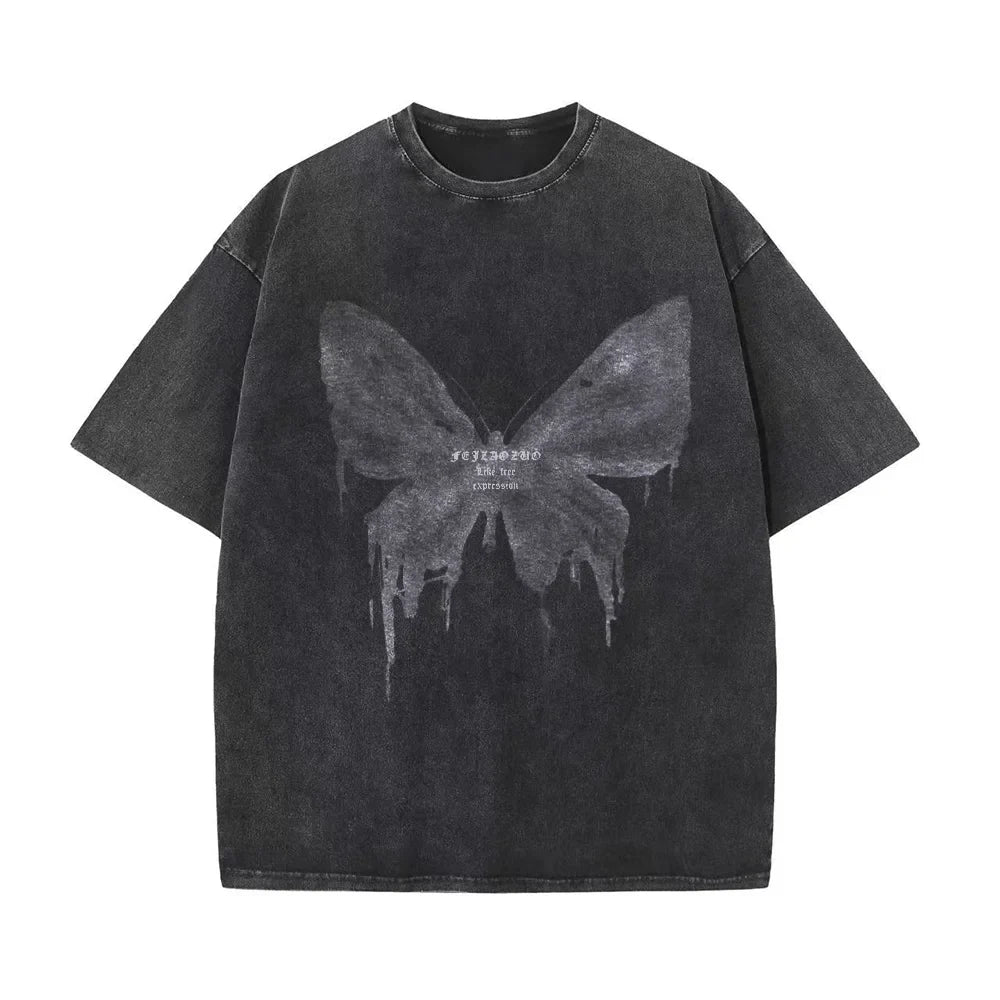 Acid wash heavyweight 240g cotton oversized vintage unisex tee in earth tones streetwear fit