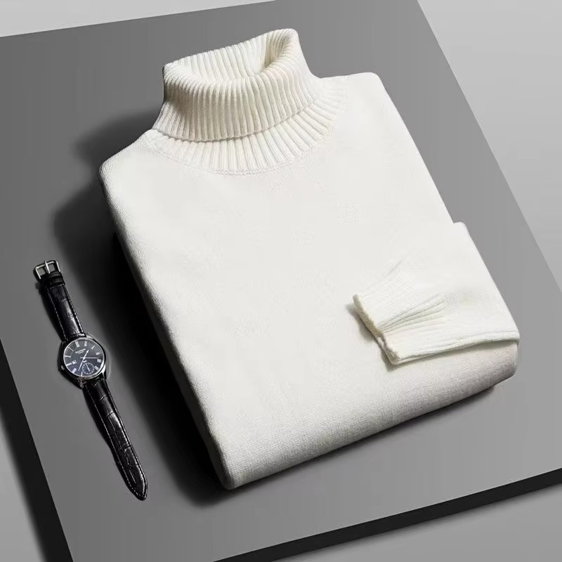 Men's slim fit knitted turtleneck sweater long sleeve anti-pilling acrylic blend everyday warmth
