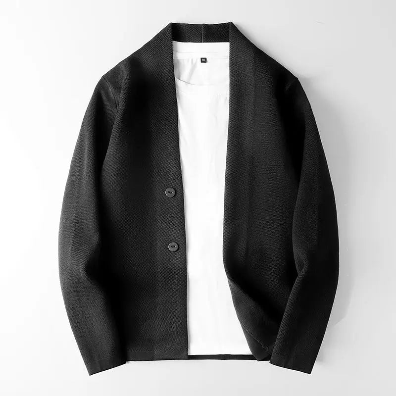 Women's relaxed fit soft wool blend cardigan with shawl collar and button closure, cozy chunky knit