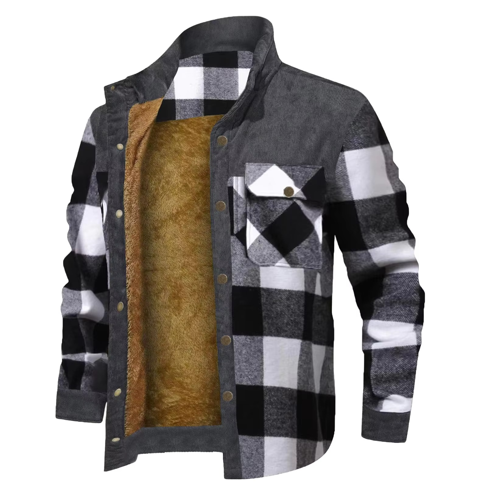 Men's wool-lined flannel plaid hooded shirt jacket, rugged outdoor layering piece with heritage pattern