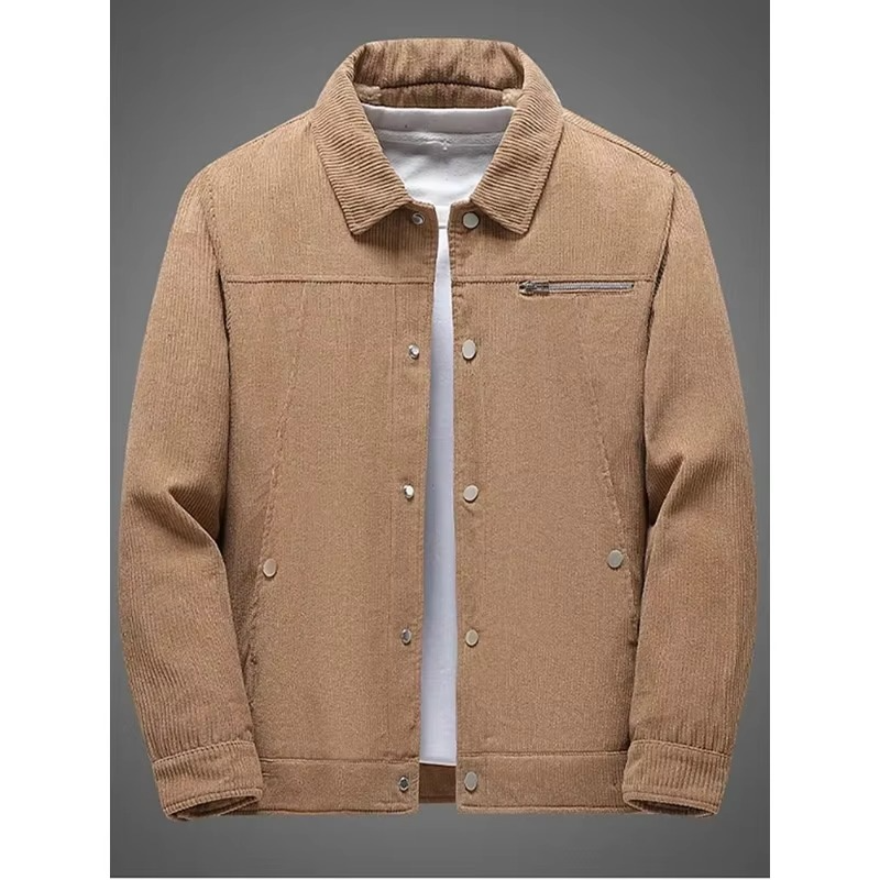 Men's corduroy fleece-lined cotton coat warm autumn winter timeless versatile style