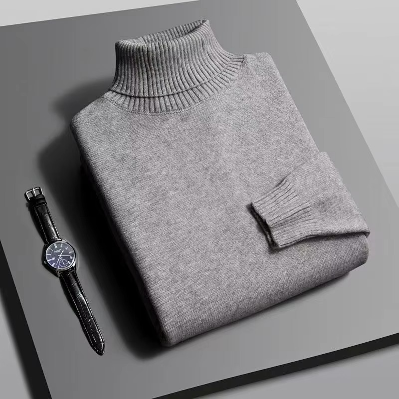 Men's slim fit knitted turtleneck sweater long sleeve anti-pilling acrylic blend everyday warmth