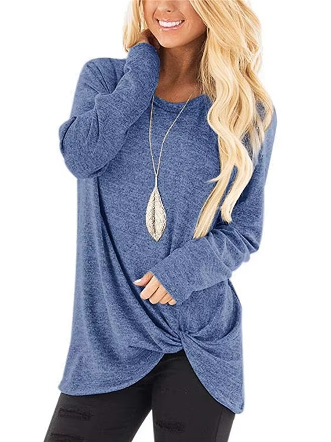 Women's cold shoulder tunic top long sleeve twist knot detail casual chic everyday style