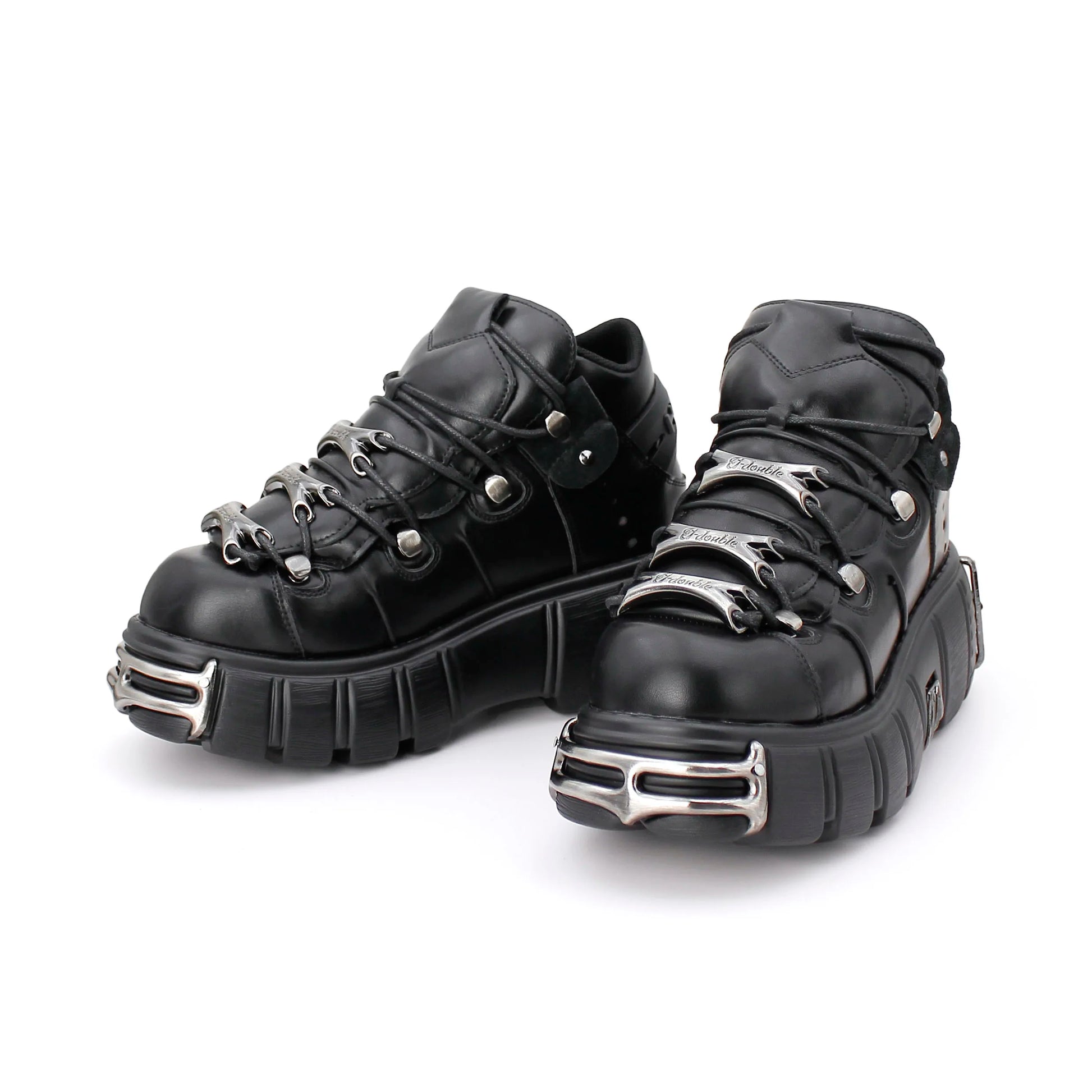 Women's black punk ankle boots lace-up style with cushioned insole and edgy street-ready design