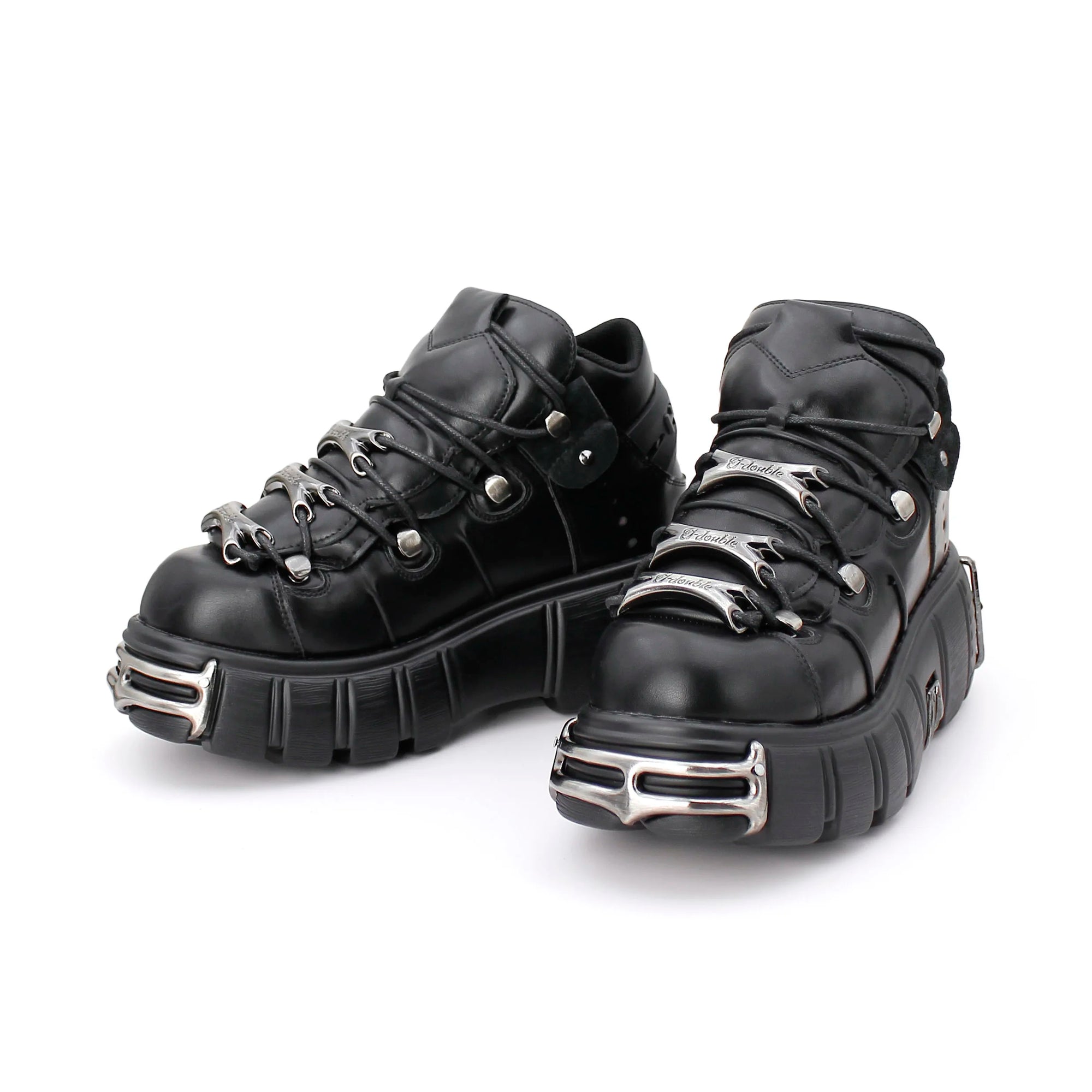Women's black punk ankle boots lace-up style with cushioned insole and edgy street-ready design