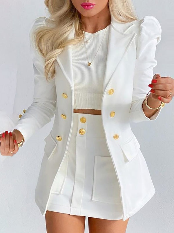 Women's floral print tailored blazer and skirt coord set for work and events, polished silhouette