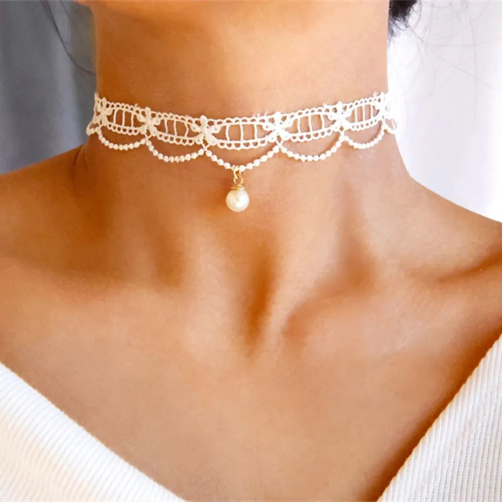 Wednesday gothic lace choker with heart pendant, adjustable length, delicate black lace neckline jewelry