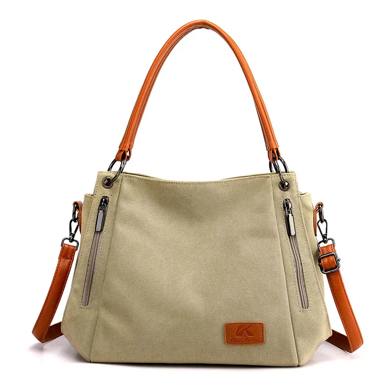 Urbann-Vibe Veyora women's canvas tote bag, minimalist style, spacious interior with zipper closure