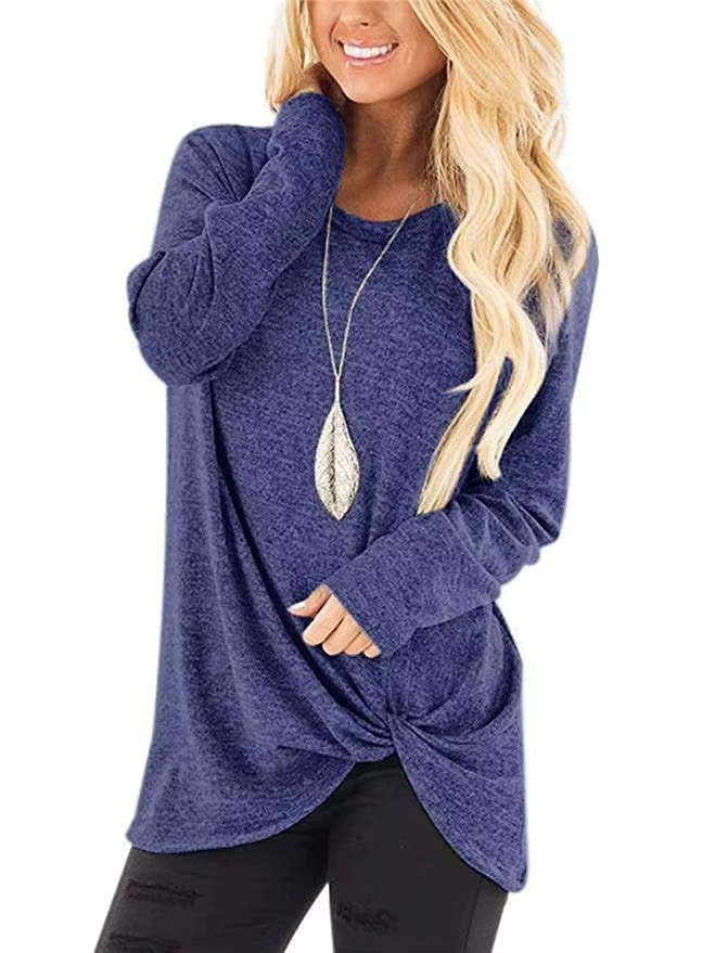 Women's cold shoulder tunic top long sleeve twist knot detail casual chic everyday style