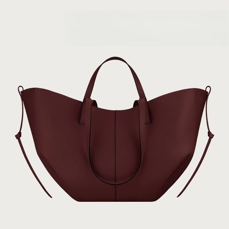 Women's black PU leather tote bag winged design large capacity elegant workday shoulder bag