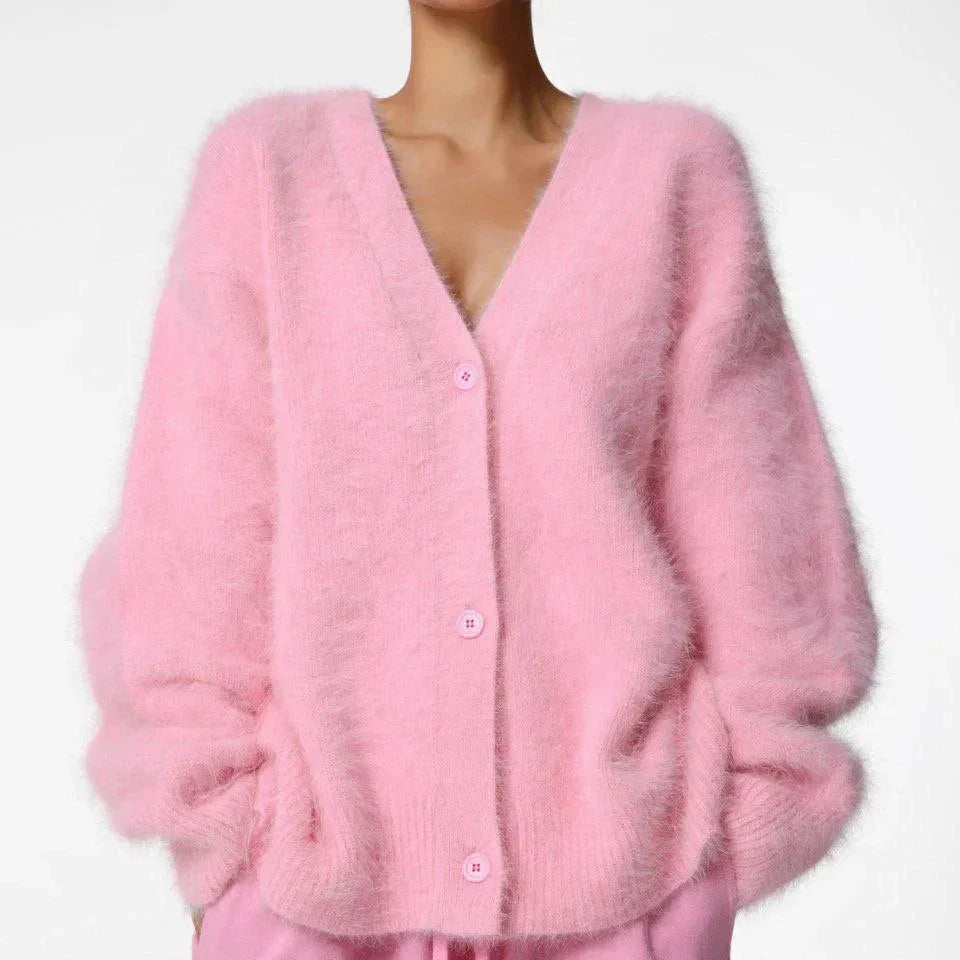 Women's ivory wool blend cardigan single-breasted ultra-soft weightless layering essential polished silhouette