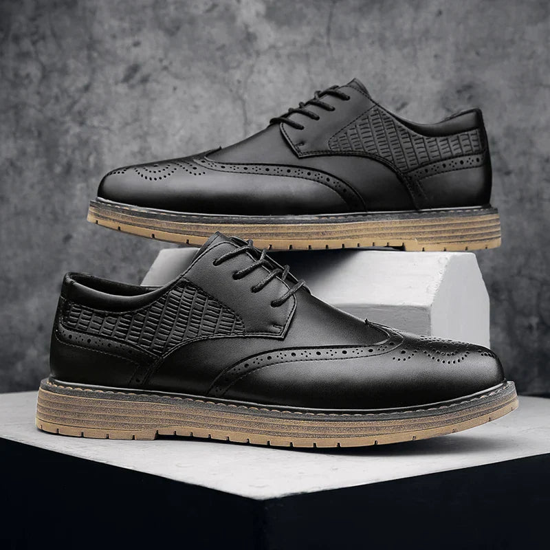 Men's black patent leather oxford brogues handcrafted dress shoes with cushioned insole