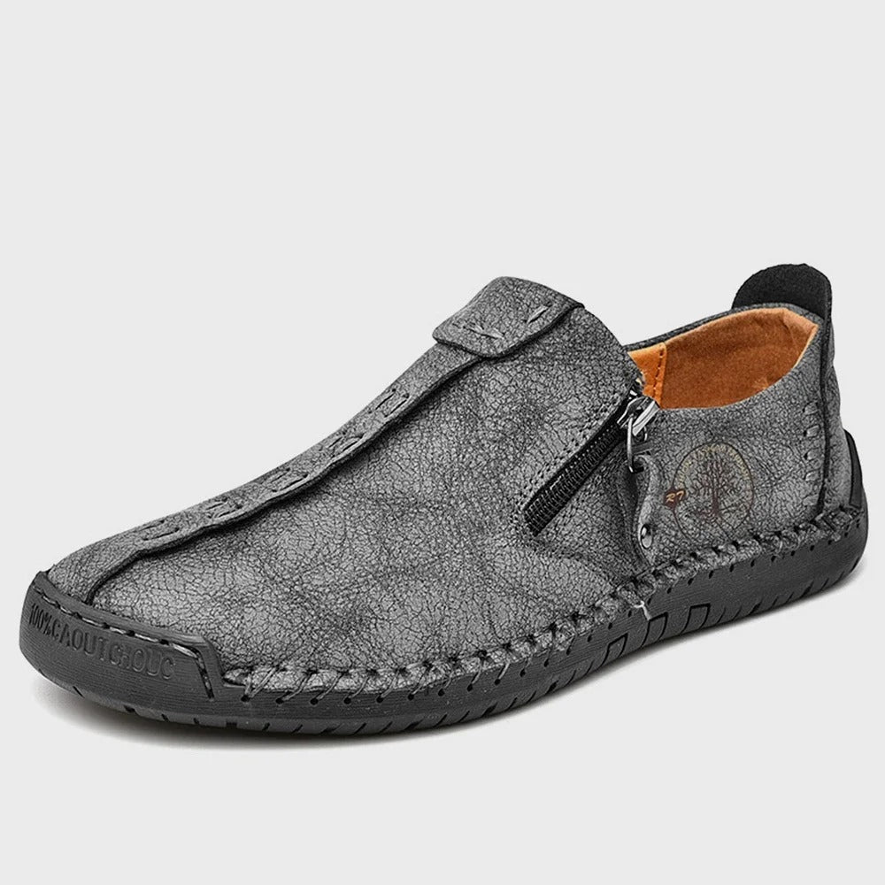 Scamos slip-on leather shoes urban street style with side zipper and handcrafted stitching