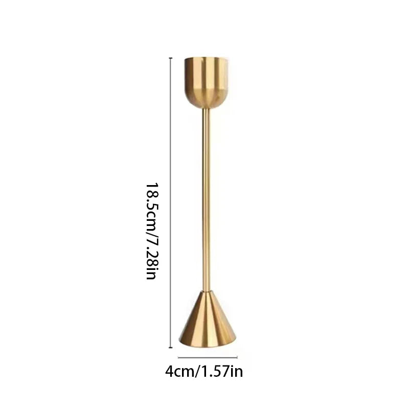 Ornati brushed gold dual-sided candle holder minimalist design for modern home decor